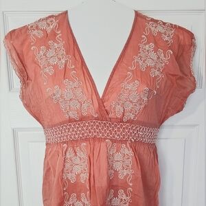 Embroidered peach pink top